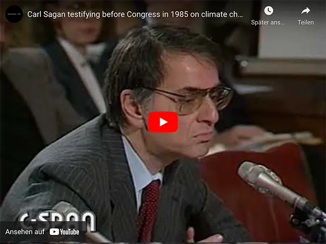Carl Sagan testifying before Congress in 1985 on climate change